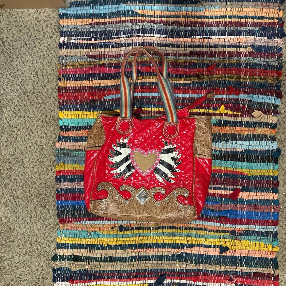 Red and Brown Tote Bag